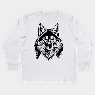 Majestic wolf face Kids Long Sleeve T-Shirt